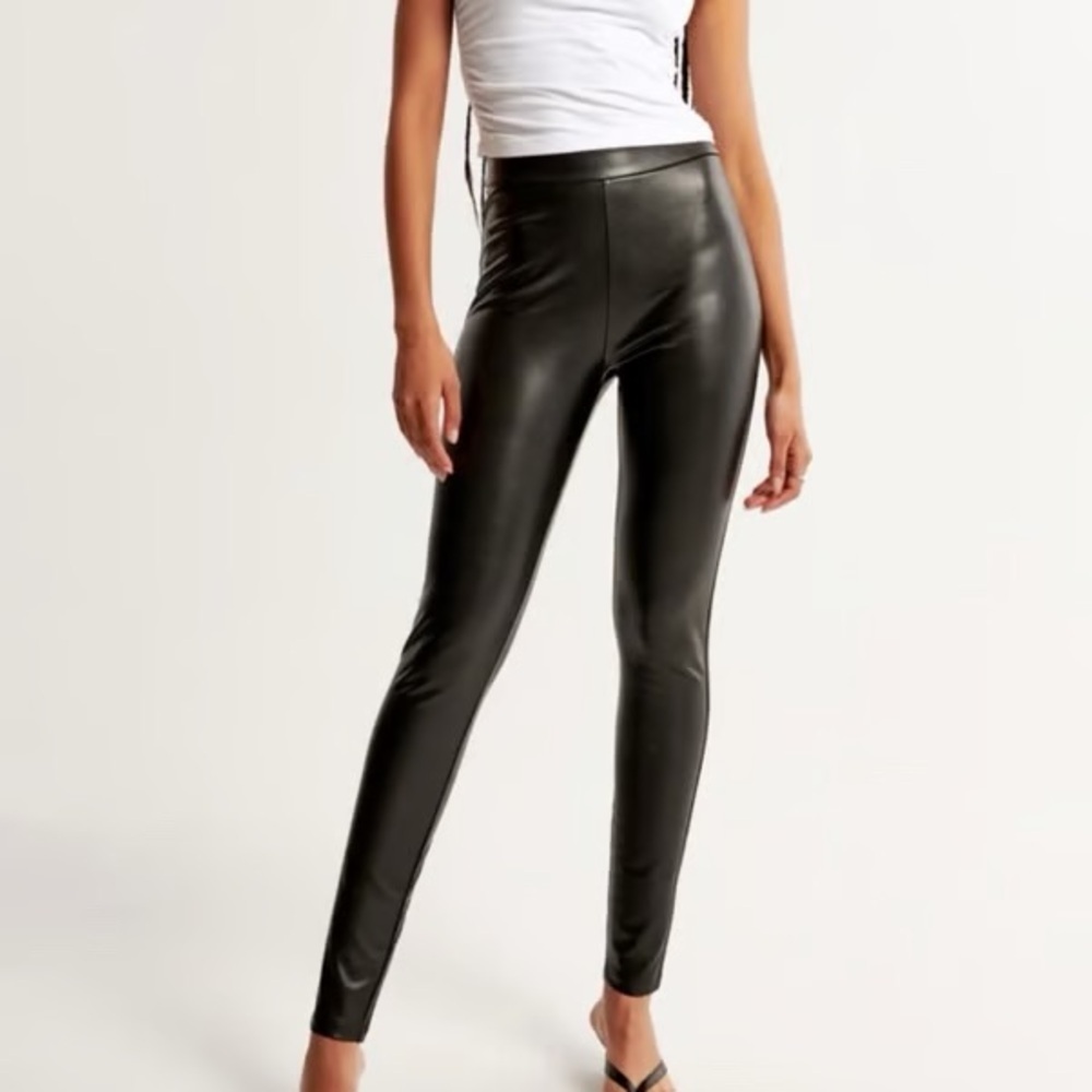 Abercrombie & Fitch Black Faux Leather Leggings Small